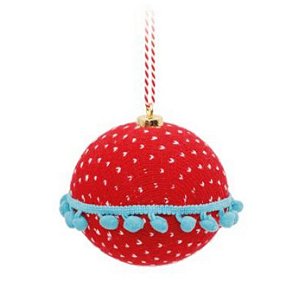 Bolas de Natal de Crochê Vermelha com Azul 10cm Jogo com 4Un Trend Vintage - Bolas Natalinas - Ref 1923288 Cromus