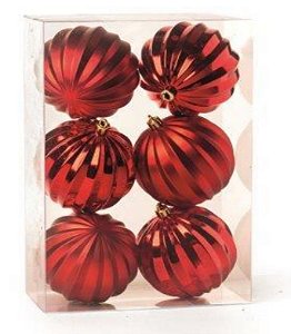 Bolas de Natal Gomos Brilho e Fosca Vermelha 8cm Jogo com 6Un - Bolas Natalinas - Ref 1640923 Cromus
