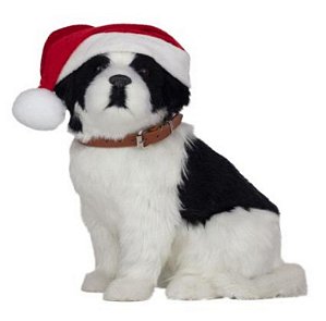 Boneco Cachorro Collie com Gorro Noel 25cm - Natal Pet Mania - Ref 1014135 Cromus