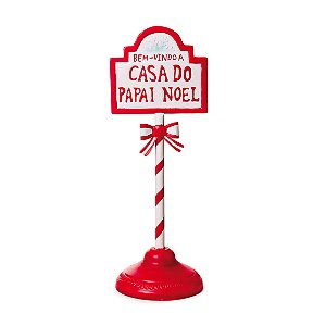 Placa Decorativa de Metal Casa do Papai Noel 45x15cm - Wonderland - Ref 1641355 Cromus