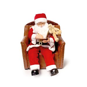 Boneco Papai Noel Sentado no Sofá com Lista de Presentes, com Som e Movimento 3AA - Coleção Noeis - Ref 1360352 Cromus