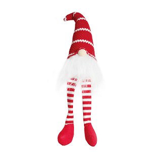 Boneco Kringle Sentado com Perna Comprida Vermelho e Branco - Coleção Papai Noel Nordica - Ref 1209467 Cromus