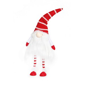 Boneco Kringle Gnomo Em Pé Vermelho e Branco 38cm - Coleção Papai Noel Nordica - Ref 1209473 Cromus