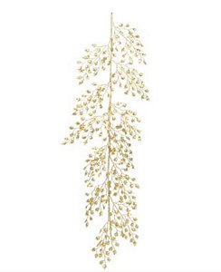 Galho Decorativo de Natal Golhas Glitter Dourado 140cm - Galhos Longos - Ref 1022195 Cromus