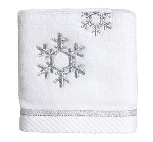 Toalha Para Lavabo Branca com Flocos de Neve 44x30cm com 2 Unidades - Ref 1202908 Cromus
