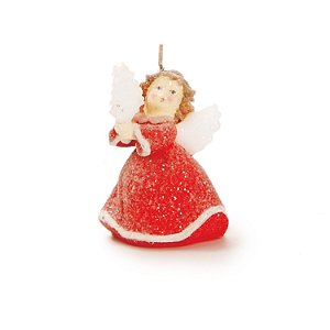 Vela Anjo de Vestido Segurando Árvore 10cm - Velas de Natal - Ref 1410575 Cromus