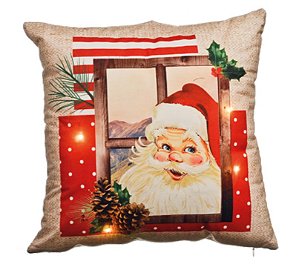 Almofada de Natal Noel na Janela com Led 35x35x15cm - Almofadas de Natal - Ref 1593017 Cromus