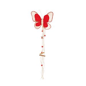 Borboleta Decorativa com Pingente Marfim e Vermelho - Coleção Borboletas - Ref 1413334 Cromus