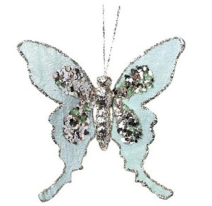 Borboleta Decorativa Verde Menta e Glitter 18cm com 1 Un - Borboletas Decorativas - Ref 1712423 Cromus