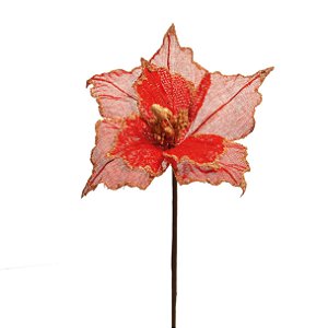 Flor de Natal Poinsetia de Juta Vermelha - Flores Cabo Médio - Ref 1593717 Cromus Natal