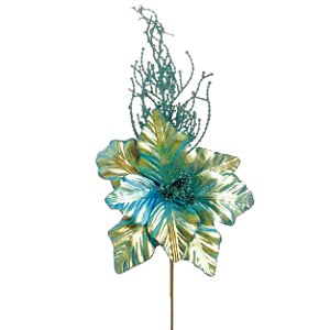 Flor de Natal Azul Tiffany - Flores Cabo Longo - Ref 1698528 Cromus
