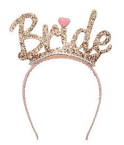 Tiara Bride com Glitter Rose Gold - Acessórios - Ref 29003331 Cromus