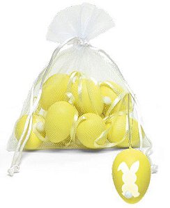 Ovos Para Pendurar Tipo Codorna Amarelo Coelho Pom Pom em Saco de Voal Jogo com 9 Unidades - Coleção Picolé - Ref 1821355 Páscoa Cromus 7898546453847