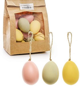 Ovos Para Pendurar Tipo Galinha Colorido em Saco Kraft Jogo com 21 Unidades - Coleção Picolé - Ref 1823183 Páscoa Cromus