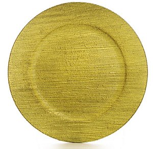 Sousplat de Melamina Texturizado Amarelo 33cm - Mesa Posta - Ref 1821628 Cromus