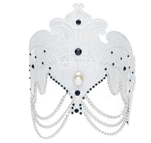 Mascara Elegante Vazada de Metal Branco com Pingentes 20,5x13,5x9,5 com 1 Unidade - Ref 29003305 Cromus