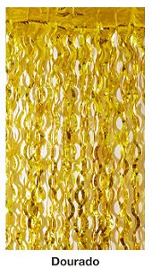 Cortina Decorativa Espiral 2x1mts Dourado - CCS Decorações