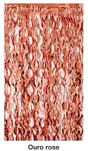 Cortina Decorativa Espiral 2x1mts Ouro Rose - CCS Decorações