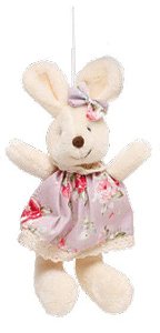Mini Coelha de Pelúcia Perna Comprida Vestido Floral Lilas 15cm - Ref 1827237FL Páscoa Cromus