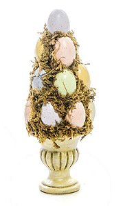 Mini Topiaria de Resina Ovos Coloridos e Musgo 18x7x7cm - Coleção Vintage Bunny - Ref 1822704 Cromus