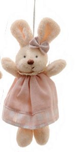 Mini Coelha de Pelúcia Vestido Rosê Xadrez 15cm - Coleção Plush - Ref 1321043F Páscoa Cromus