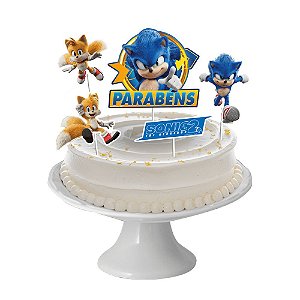 Decoração de Bolo Sonic 2 com 5 Peças - Ref 118209.9 Regina