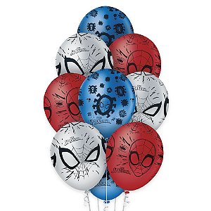 Balão de Latex Decorado Festa Spider Man Animação Homem Aranha 12 Polegadas com 10 Unidades - Ref 115946.1 Regina