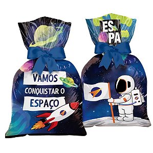 Sacola Plástica Festa Espacial Astronauta com 12 Unidades - REF 117473.8 Regina