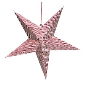 Estrela de 5 Pontas Decorativa de Papel Branca e Vermelho 55cm - Coleção Origami - Ref 1614352 Cromus