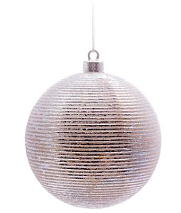 Bolas de Natal Metalizada Branca e Rosê 8cm Jogo com 6Un - Ref 1350101 Cromus