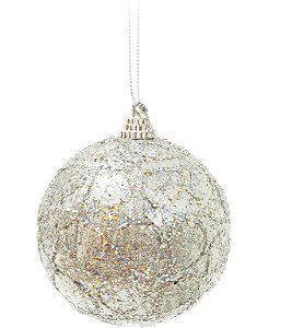 Bolas de Natal Arabesco Glitter Prata 8cm Jogo com 6Un - Ref 1213233 Cromus
