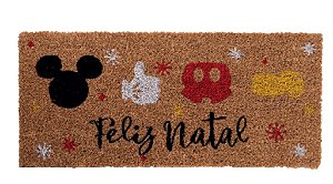 Tapete Capacho de Fibra Feliz Natal Mickey 55x25cm - Natal Disney - Ref 1107290 Cromus