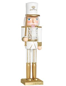 Soldado de Chumbo com Espada Branco e Dourado 38cm - Quebra Nozes - Ref 1922168 Cromus