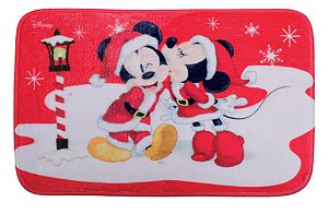 Tapete Antiderrapante Mickey e Minnie Noel Disney 60x40x1cm - Natal Disney - Ref 1593007 Cromus
