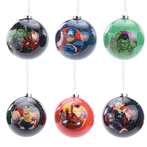 Bolas de Natal Avengers Herois Sortida 6cm Jogo com 6 Unidades - Natal Marvel - Ref 1118096 Cromus