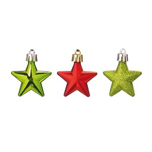Estrelas Para Pendurar Vermelho e Verde 5cm Jogo com 20 Unidades - Ref 1690325 Cromus