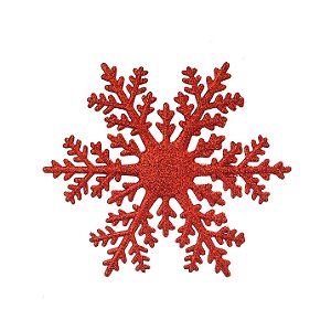 Enfeite de Pendurar Flocos de Neve Vermelho 15x15x1cm Jogo com 6 Unidades - Ref 1690347 Cromus