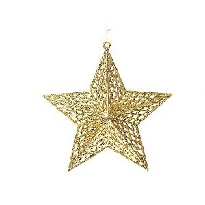 Enfeite Estrela Para Pendurar Vazada Dourada 22x22x5cm - Ref 1351870 Cromus
