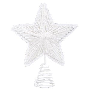 Topo de Árvore Estrela Raiada Branco 20x16x5cm - Ref 1019369 Cromus