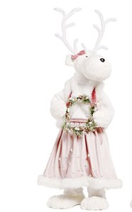 Rena Branca de Palha com Vestido Rosê 86cm - Coleção La Perle - Ref 1691514F Cromus