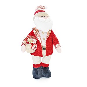 Papai Noel em Pé com Saco de Presente Vermelho e Dourado 70cm - Coleção Singapura - Ref 1618472 Cromus