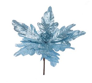 Flor de Natal Poisentia Tela Azul Claro - Flores Cabo Curto - Ref 1024544 Cromus