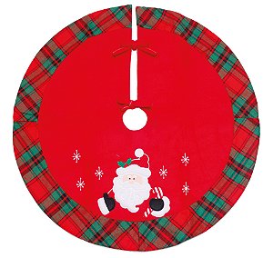 Saia Para Árvore de Natal 100cm Vermelha com Aplique Papai Noel - Ref 1201179 Cromus Natal