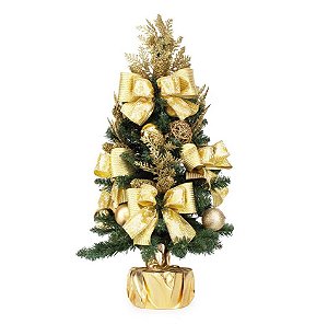 Mini Árvore de Natal Decorada Dourada 60cm - Ref 1030645 Cromus