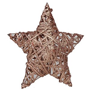 Estrela Rattan Glitter Rosê 30x30x8cm com 1 Unidade - Ref 1021115 Cromus