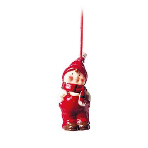 Boneco de Natal Menina em Pé Segurando Coração 43cm - Vermelho Bege - Ref  72729001 D&A - CCS Decorações