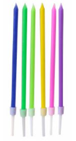 Vela de Aniversário Palito Neon Coloridas 13cm com 6 Unidades - PONTO