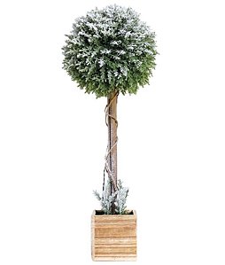 Topiaria Nevada com Led no Cachepot de Madeira 58x20x20cm - Ref 1207808 Cromus