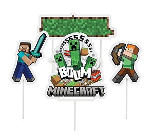 Kit Topo de Bolo Festa Minecraft com 4 Itens - Ref 23012688 Cromus