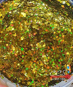 Confete Holografico Dourado Hexagonal Para Balão com 3 gramas